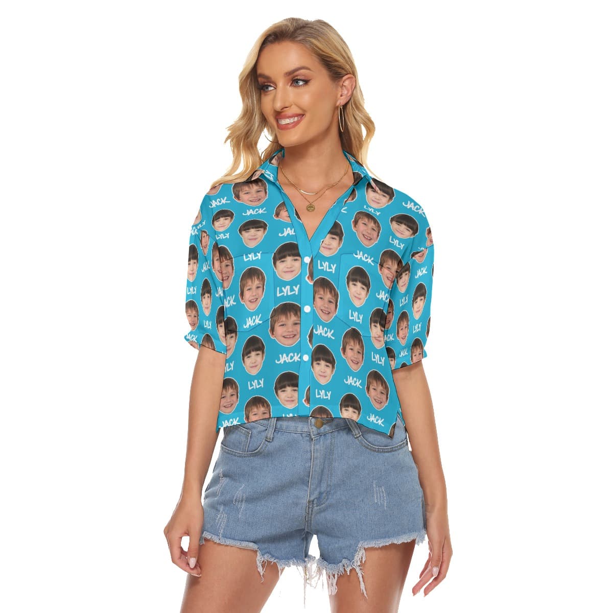 Unique Personalized Hawaiian Crop Top Shirt With Name And Face (4)