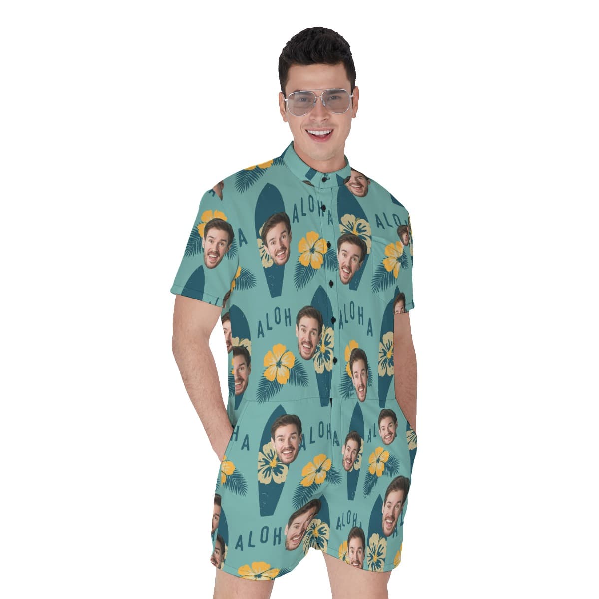 Unique Surfing Aloha Men's Romper With Face (1)