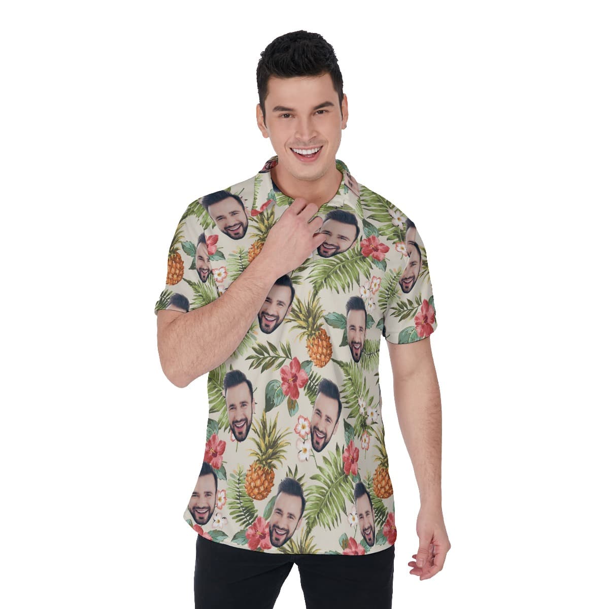 Vintage Custom Face Men's Polo Shirt (1)