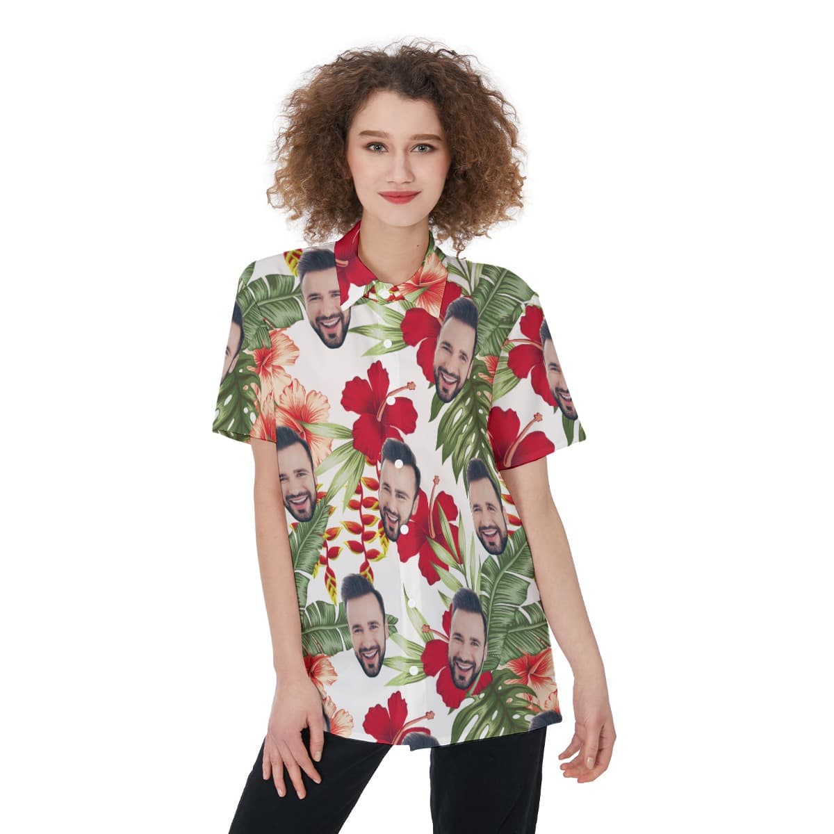 Women’s Custom Face Hawaiian Shirts (1)