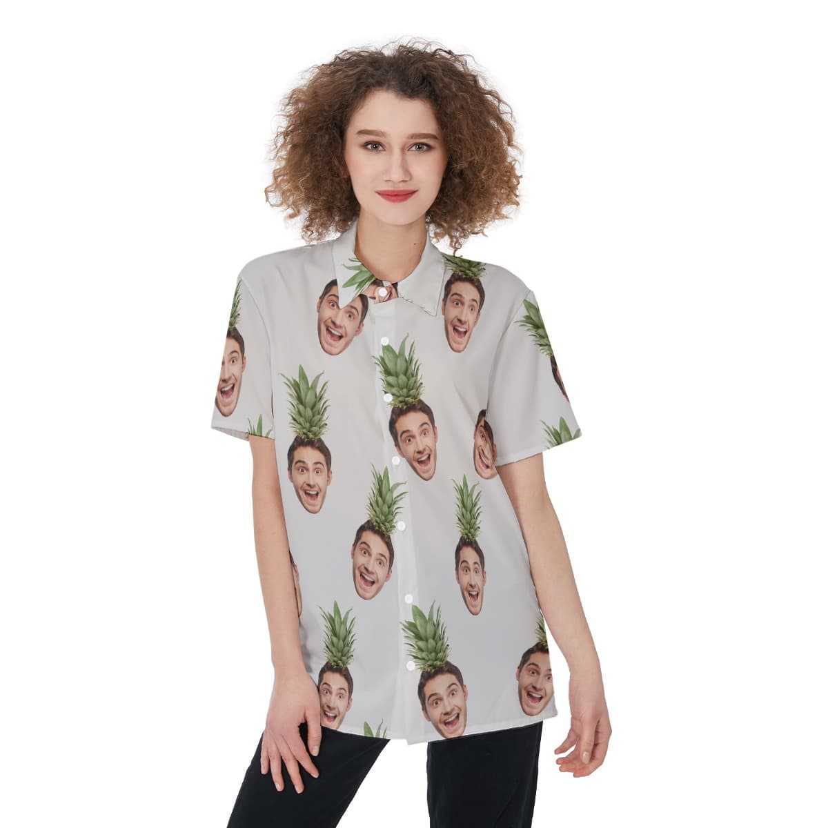 Women’s Face Custom Tropical Hawaiian Shirt (1)