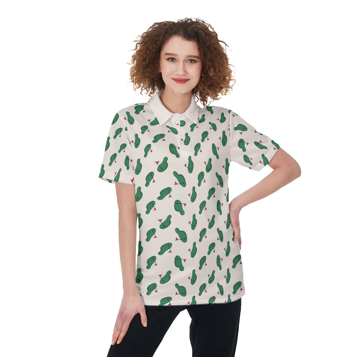 Women's Golf Shirt With Courses Print (4)