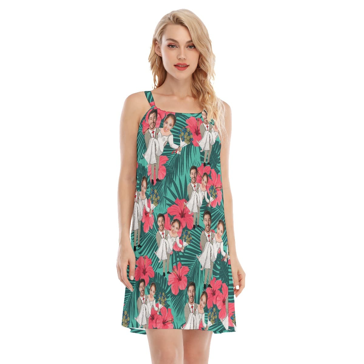 Women’s Hawaiian Dress Custom Face Couple (1)