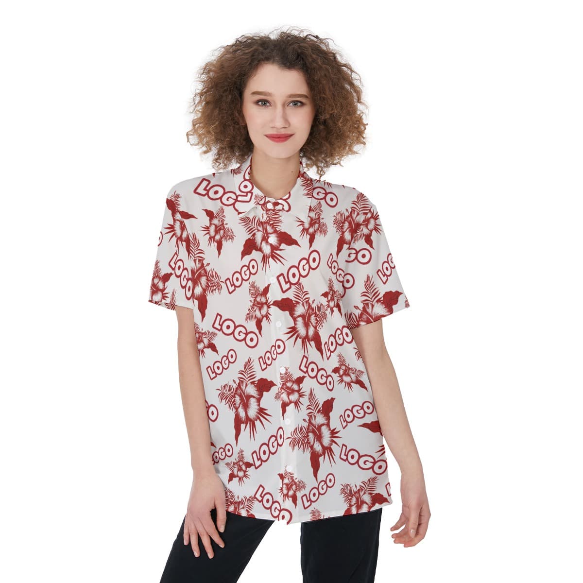 Women's Hawaiian Shirt With Custom Logo (1)