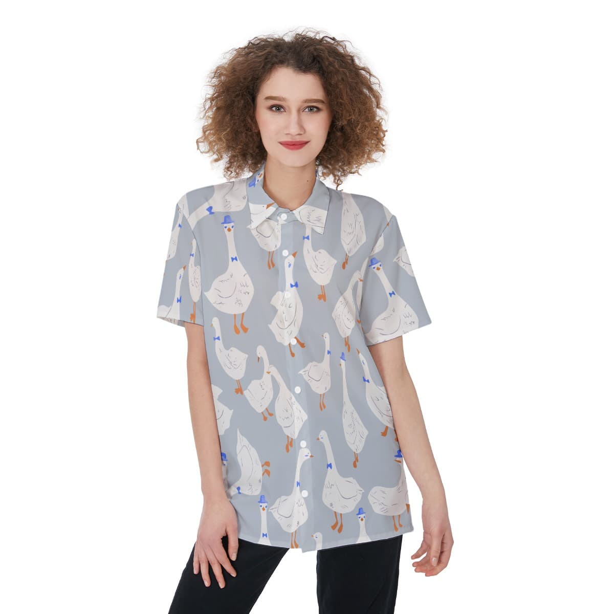 Women’s Lovely Goose Hawaiian Shirt (1)