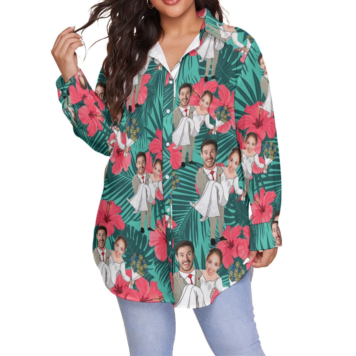 Women’s Plus Size Hawaiian Shirt Custom Face (1)