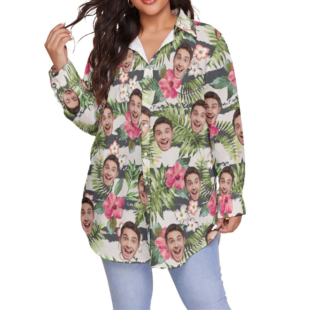 Women’s Sports Team Custom Logo Plus Size Hawaiian Shirt (1)