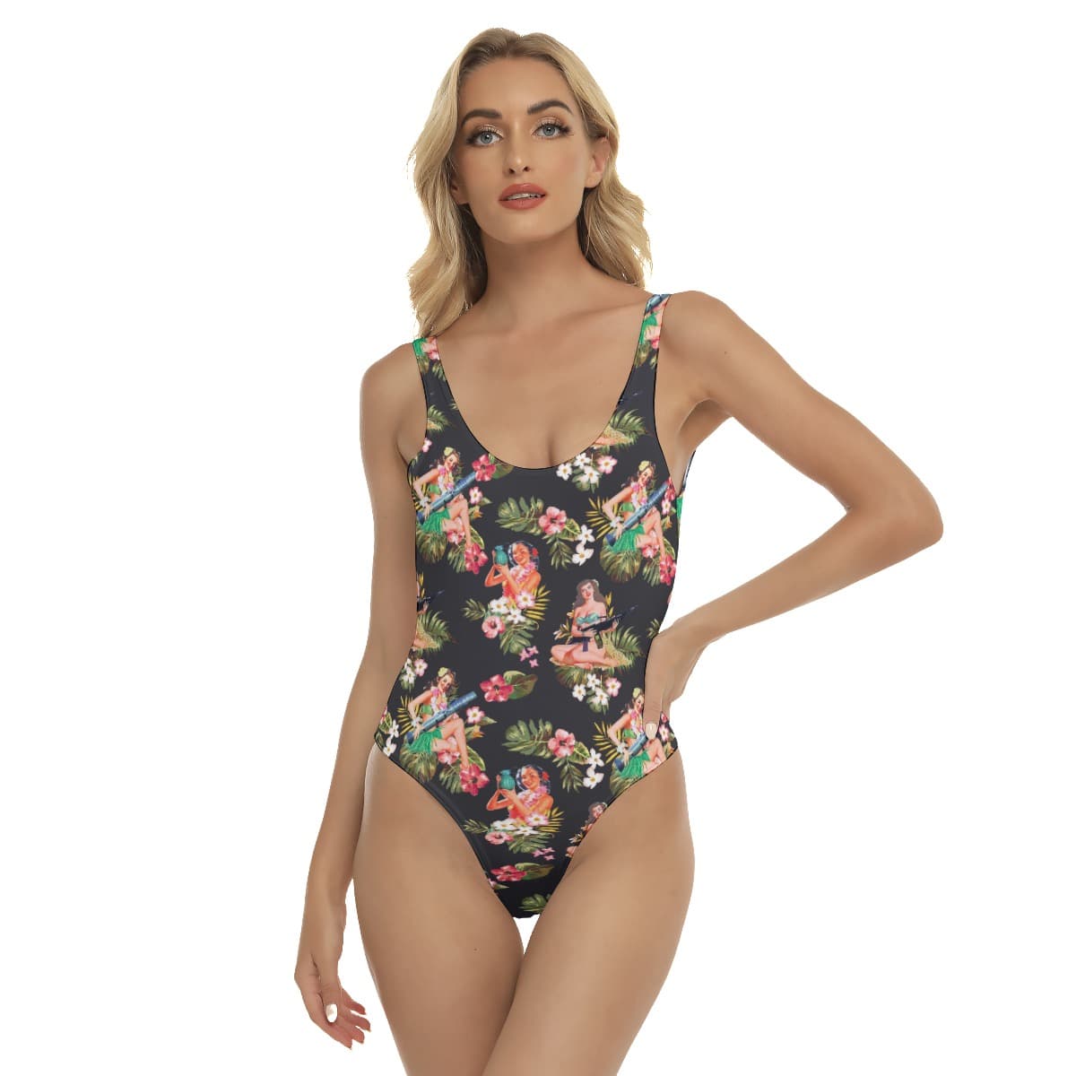 Women’s Tactical Hula Girls Hawaiian One Piece Swimsuit (1)