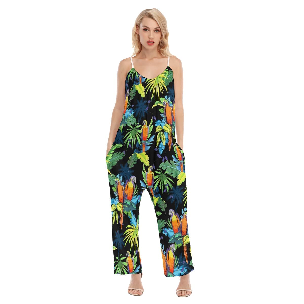 Women’s Tropical Parrot Hawaiian Jumpsuit (1)
