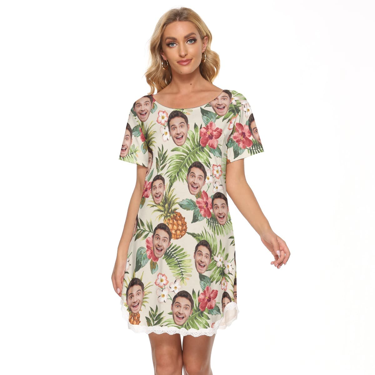 Women’s Unique Sports Team Custom Hawaiian Lace Dress (1)
