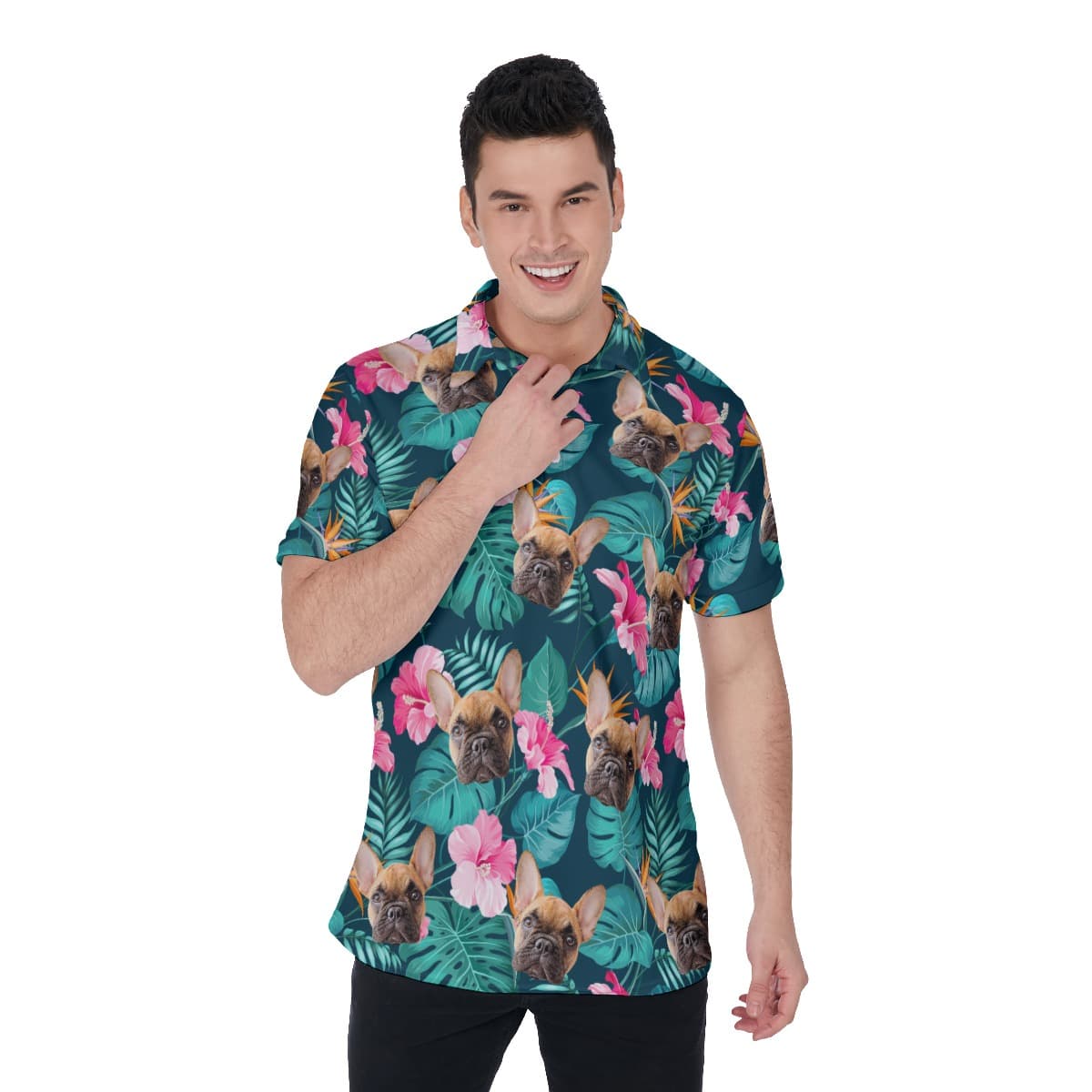 Your Pet Custom Floral Hawaiian Polo Shirt (2)
