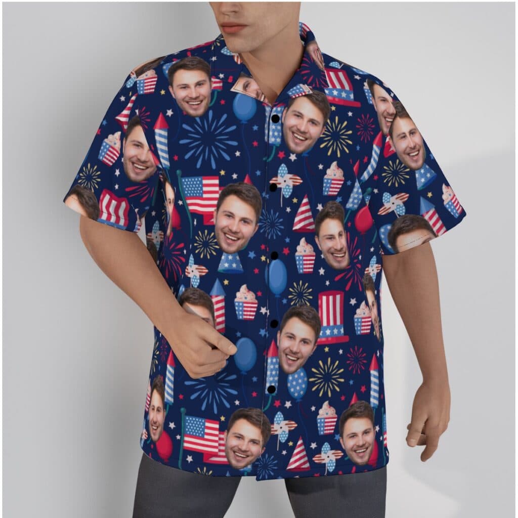 4th Of July Custom Face Hawaiian Shirt For Men (1)