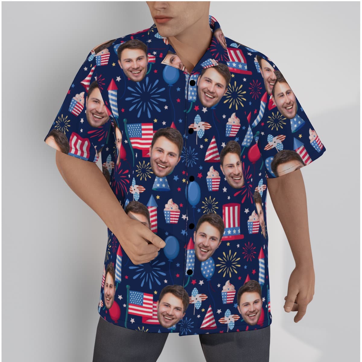 4th Of July Custom Face Hawaiian Shirt For Men (1)