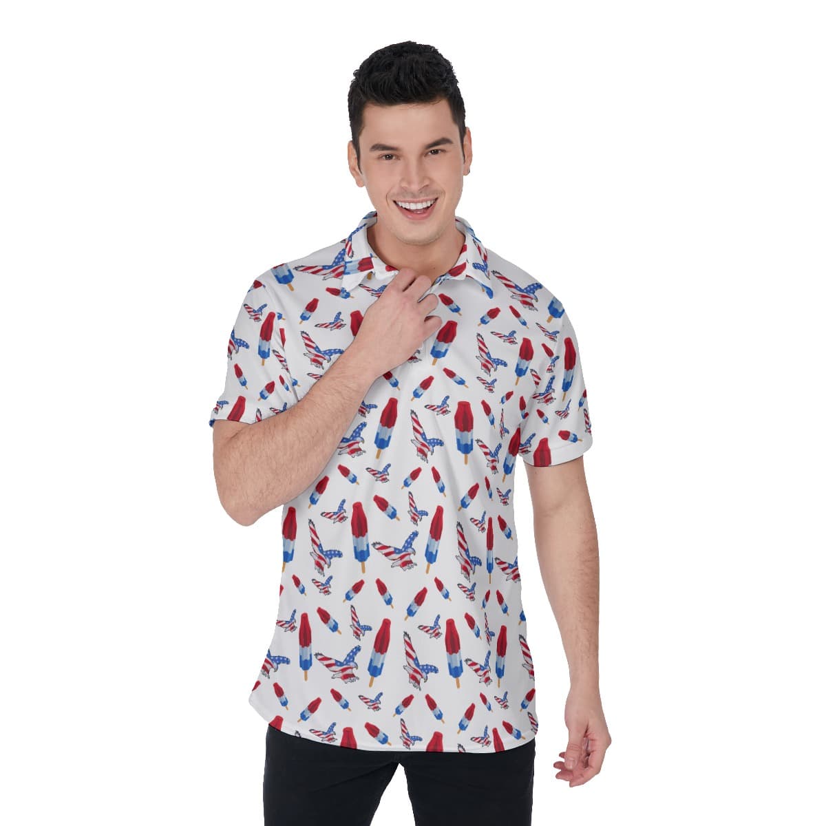4th Of July White Golf Polo Shirt For Men (1)