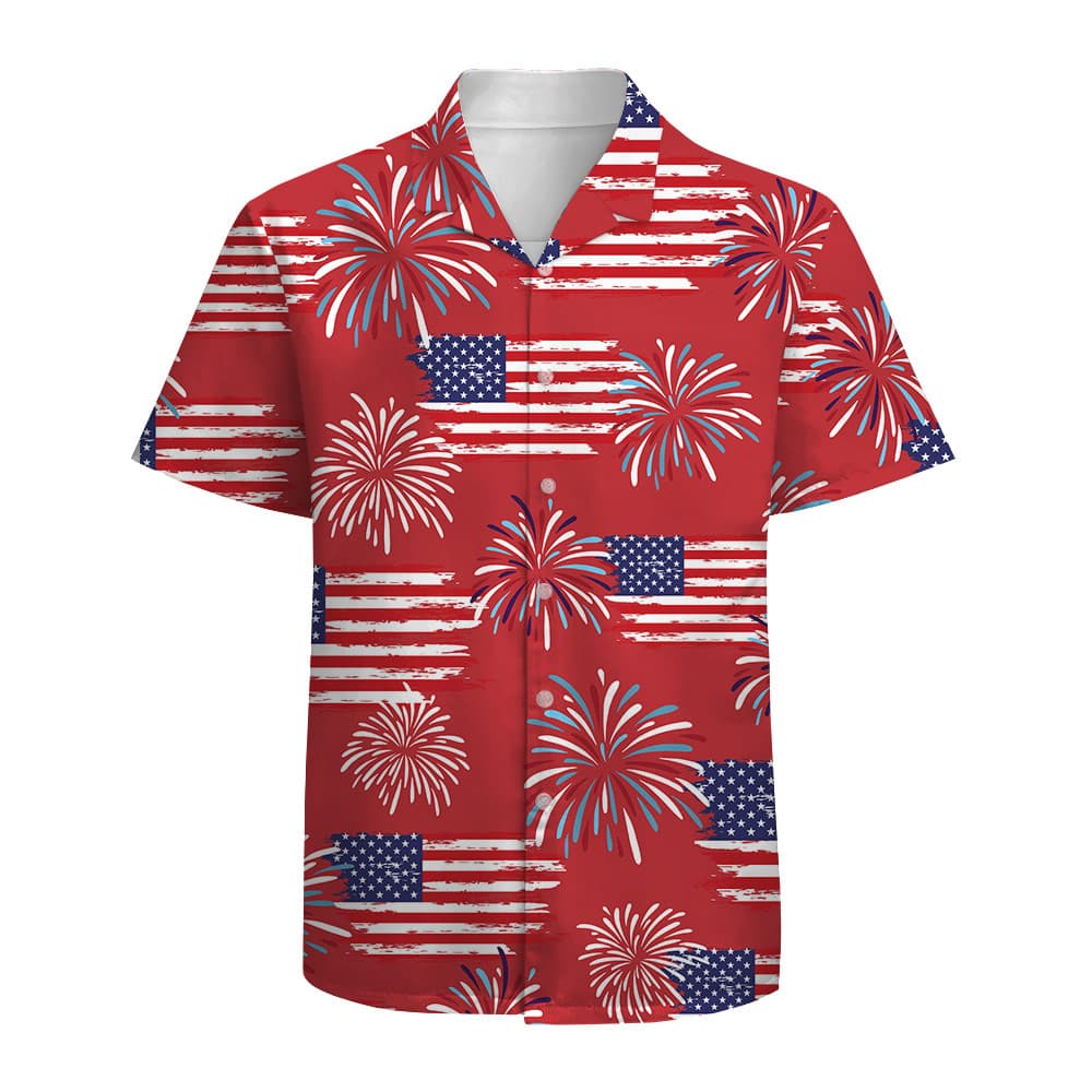 American Flag Men’s Cotton Hawaiian Shirt (2)