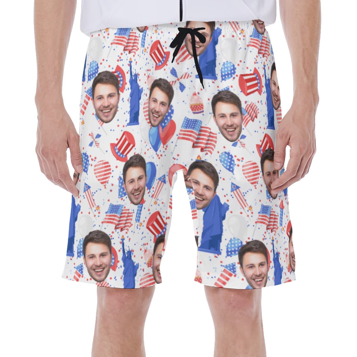 American Freedom Hawaiian Swim Trunks With Custom Face (1)