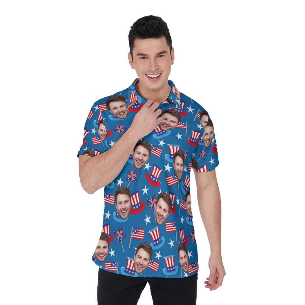 American Pride Custom Face Men's Polo Shirt (1)