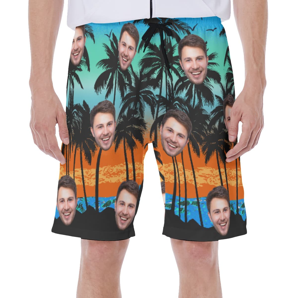 Beach Scenery Men's Swim Trunks With Custom Face (1)