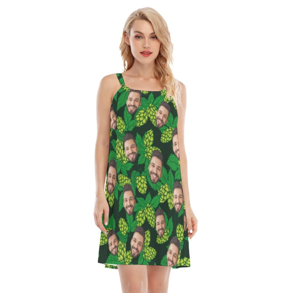 Beer Flowers Cami Dress With Custom Face (1)