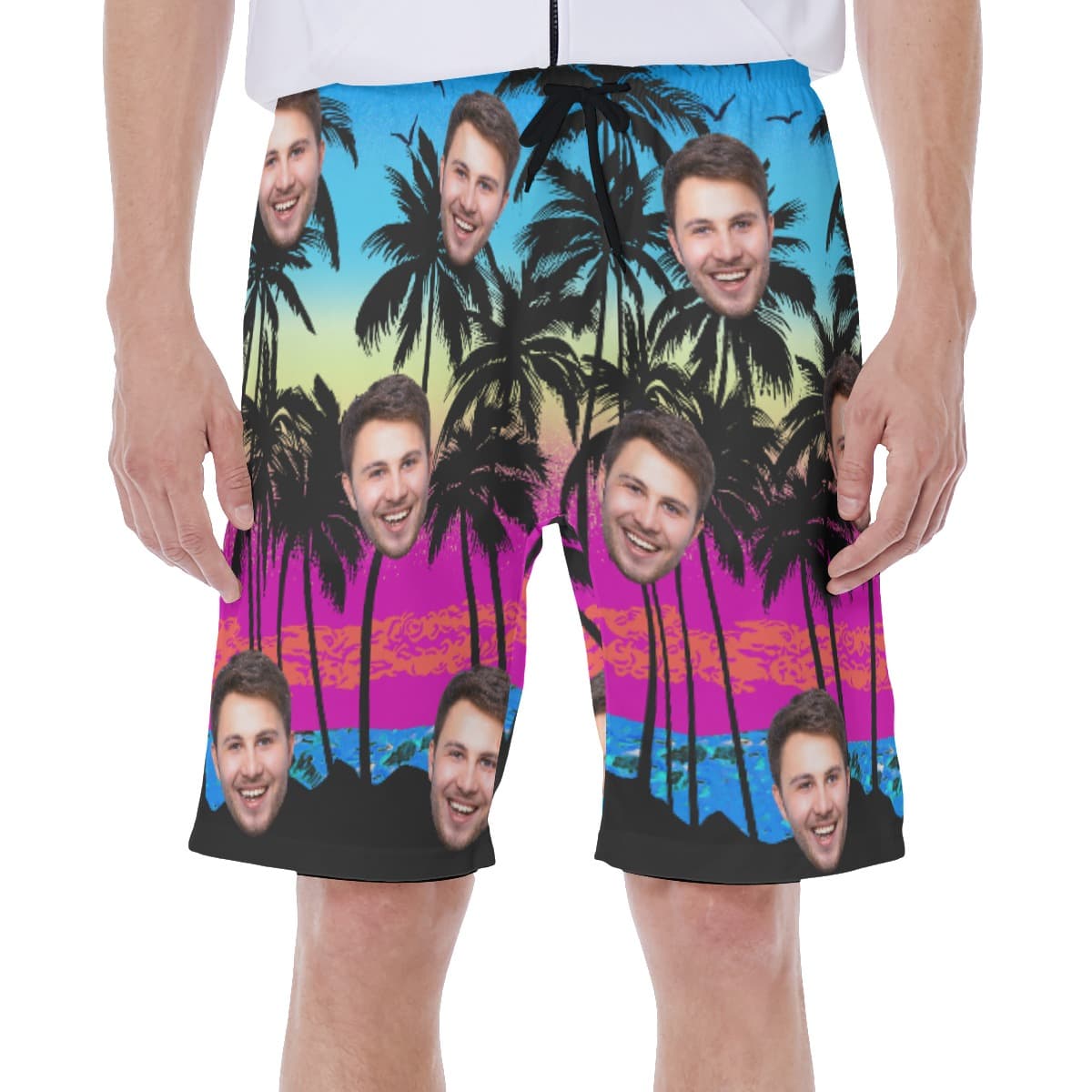 Blue Pacific Legend Men's Swim Trunks With Custom Face (1)