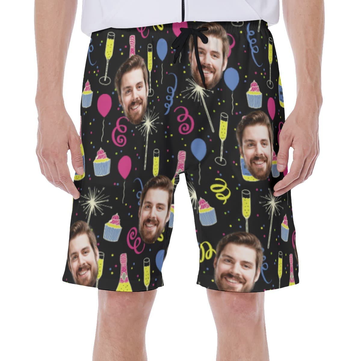 Cheer Birthday Custom Face Men's Swim Trunks (1)