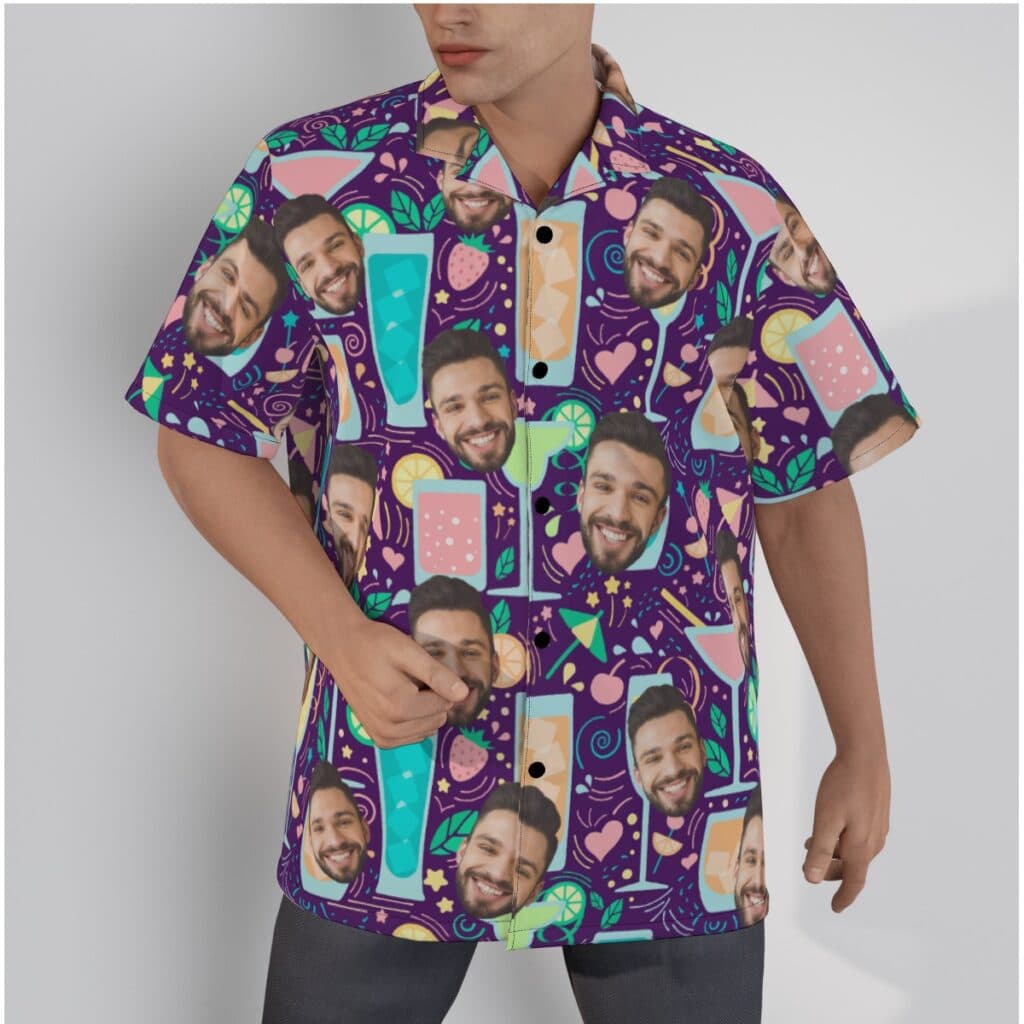 Cocktail Men's Hawaiian Shirt With Custom Face (1)