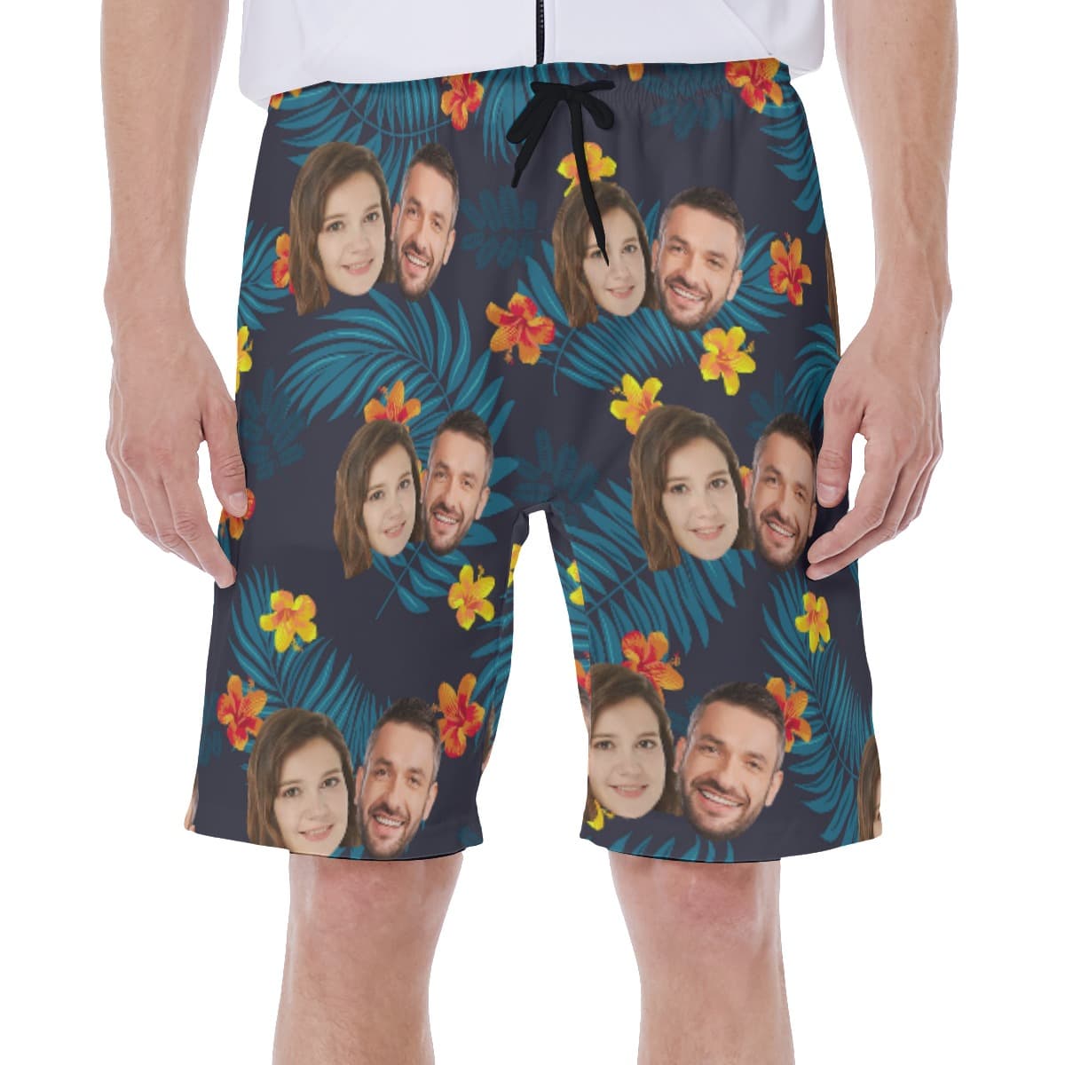 Cool 2 Faces Couple Men's Swim Trunks (1)