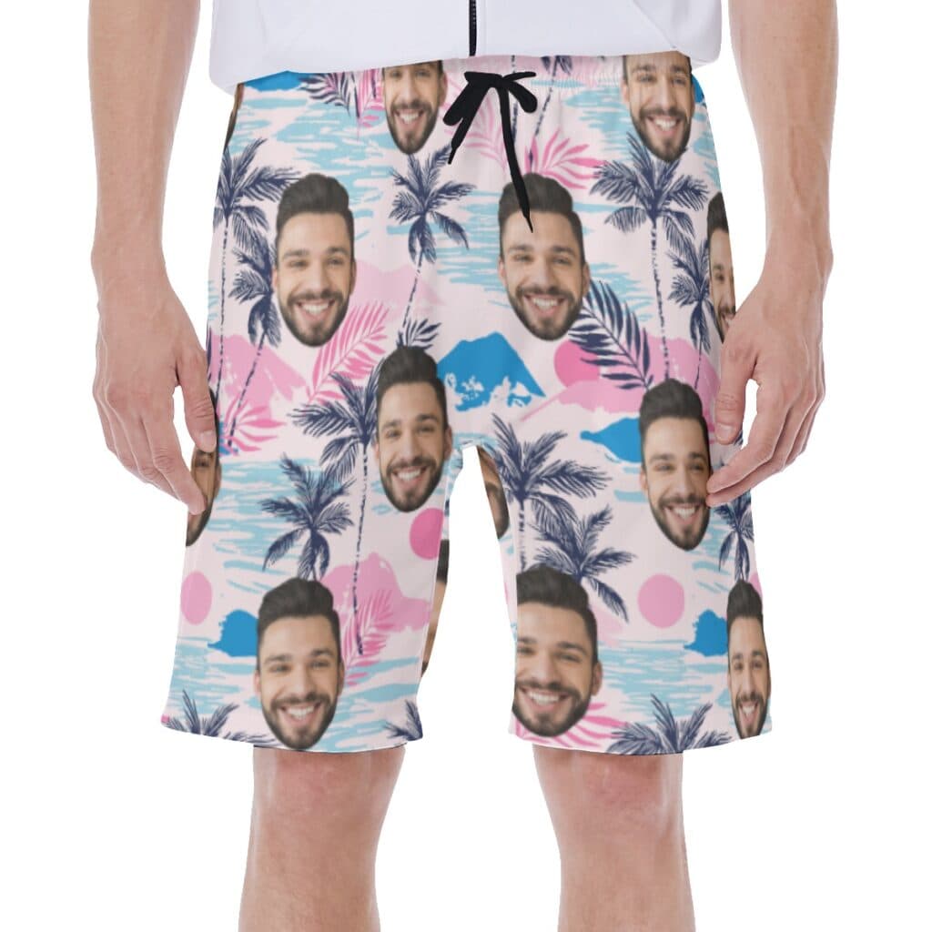 Cool Beach Island Men's Swim Trunks With Custom Face (1)