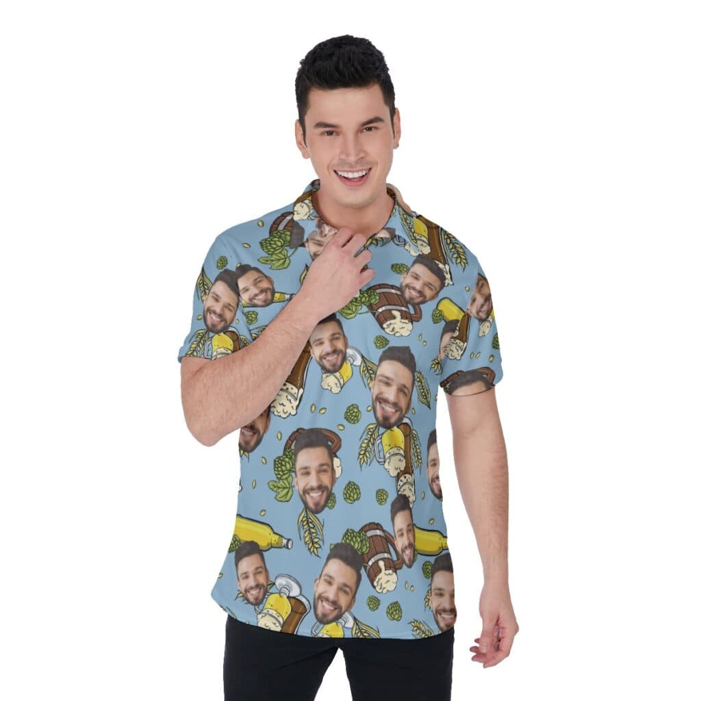 Cool Beer Lovers Men's Polo Shirt With Custom Face (1)