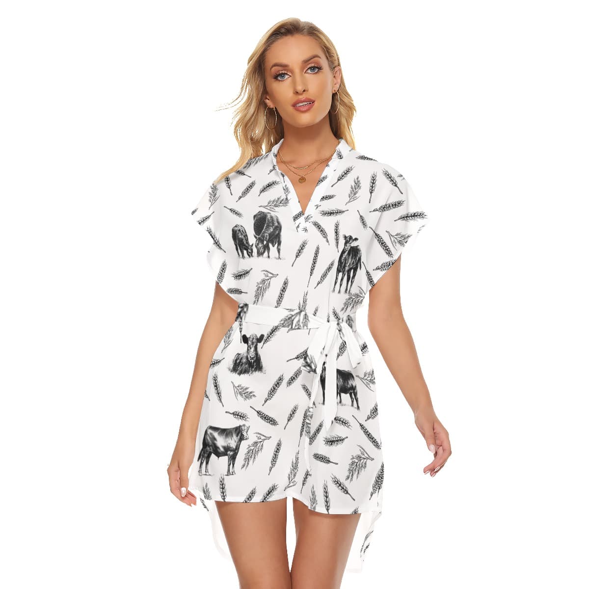 Cool Cow Hawaiian Dress With Tie (1)
