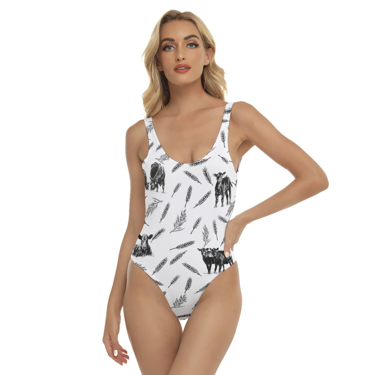 Cool Cow Hawaiian One Piece Swimsuit For Women (1)
