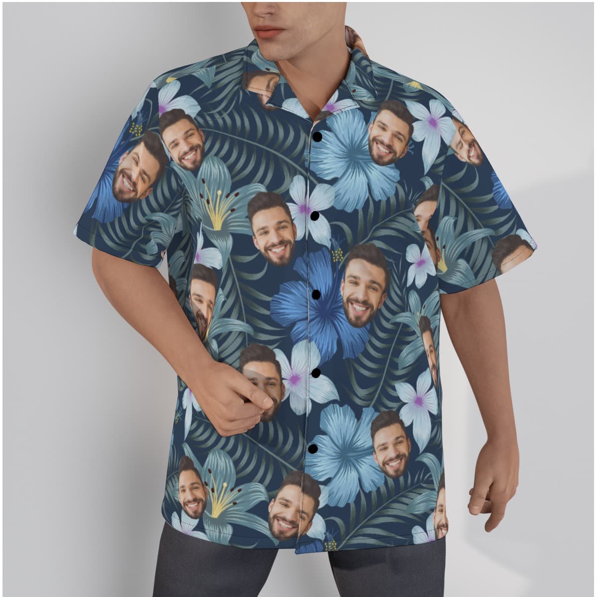 Cool Custom Face Button Up Shirt For Men (1)