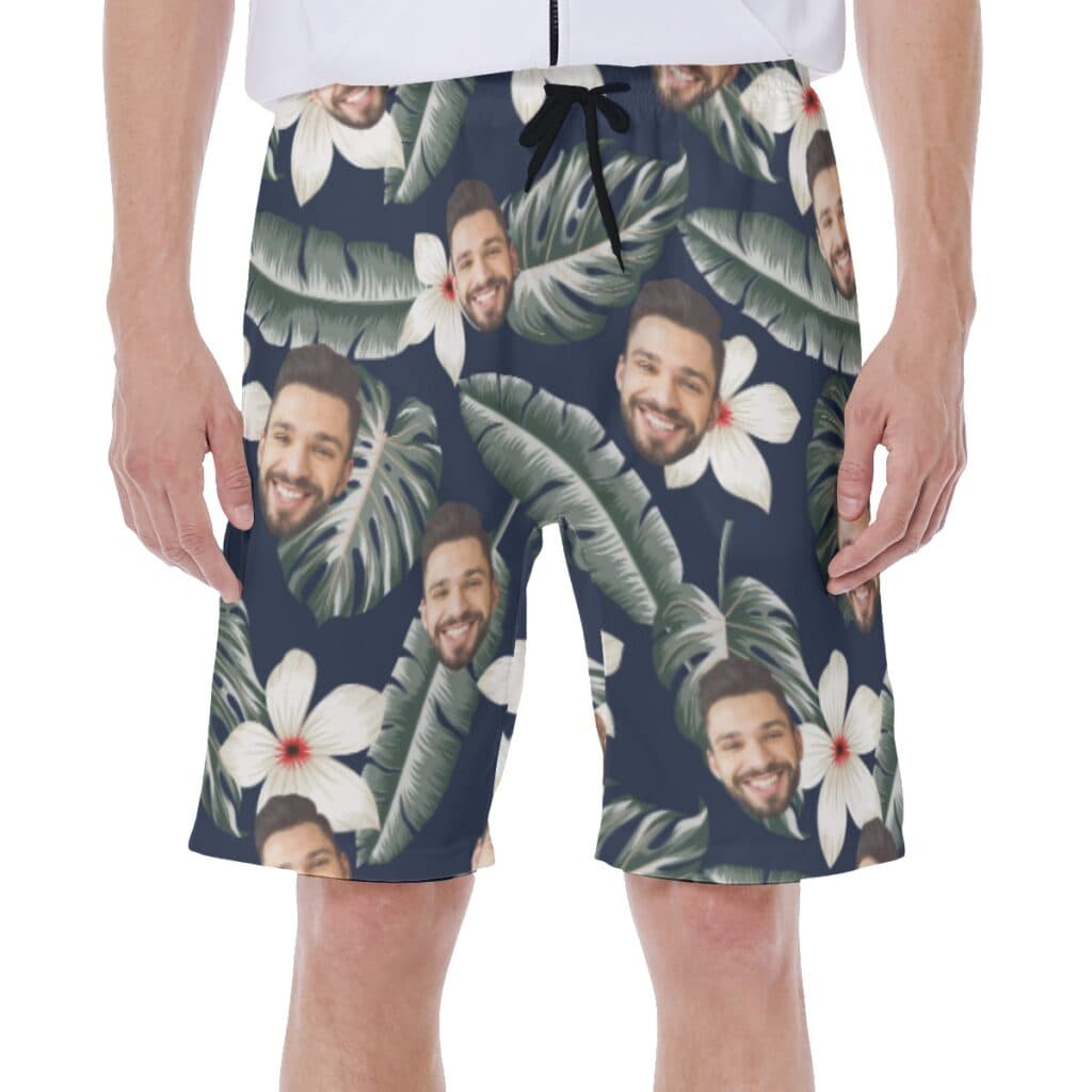Cool Custom Face Hibiscus Men's Swimtrunk (1)
