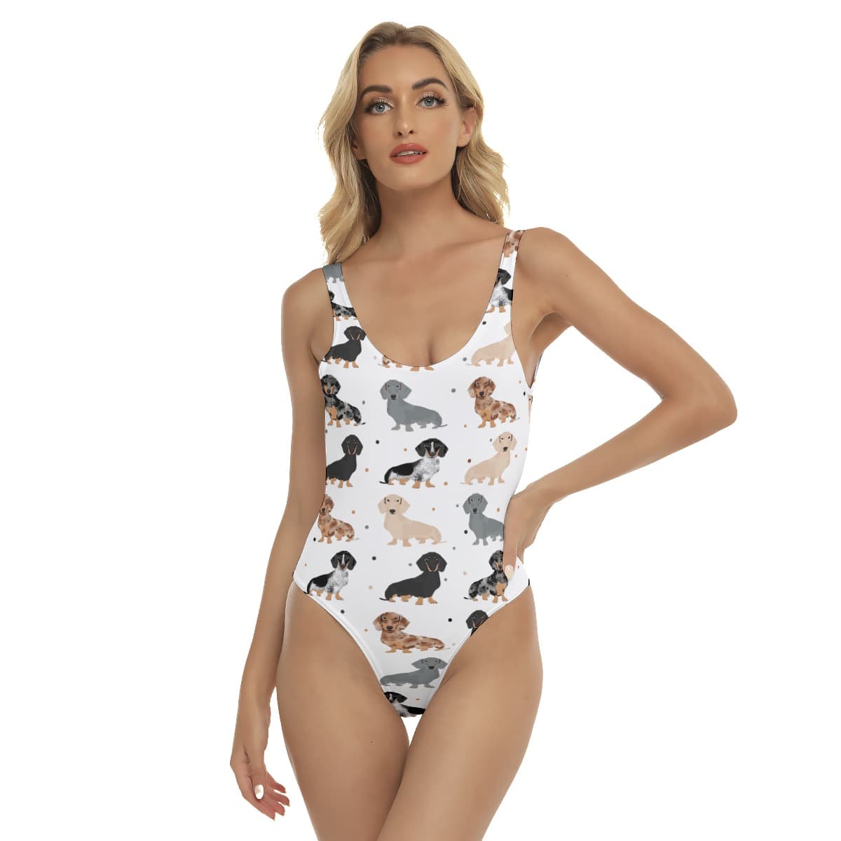 Cool Dachshunds Hawaiian One Piece Swimsuit For Women (1)