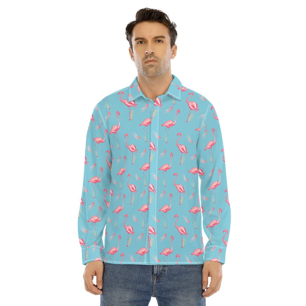 Cool Flamingo Blue Hawaiian Shirt For Women (1)