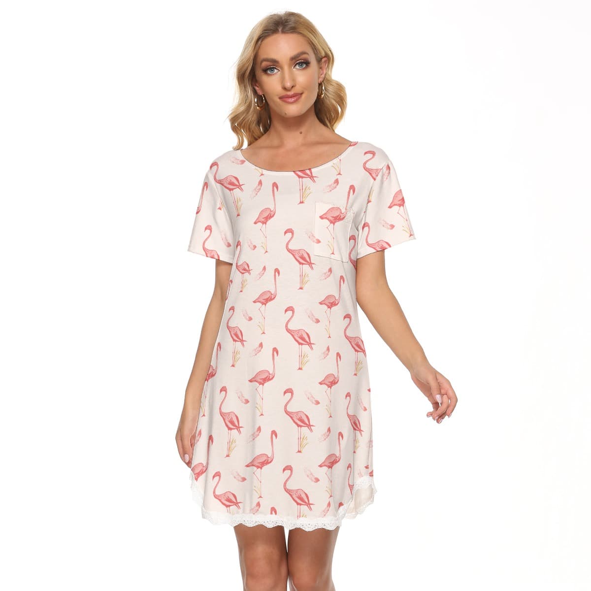 Cool Flamingo Hawaiian Dress With Lace (1)