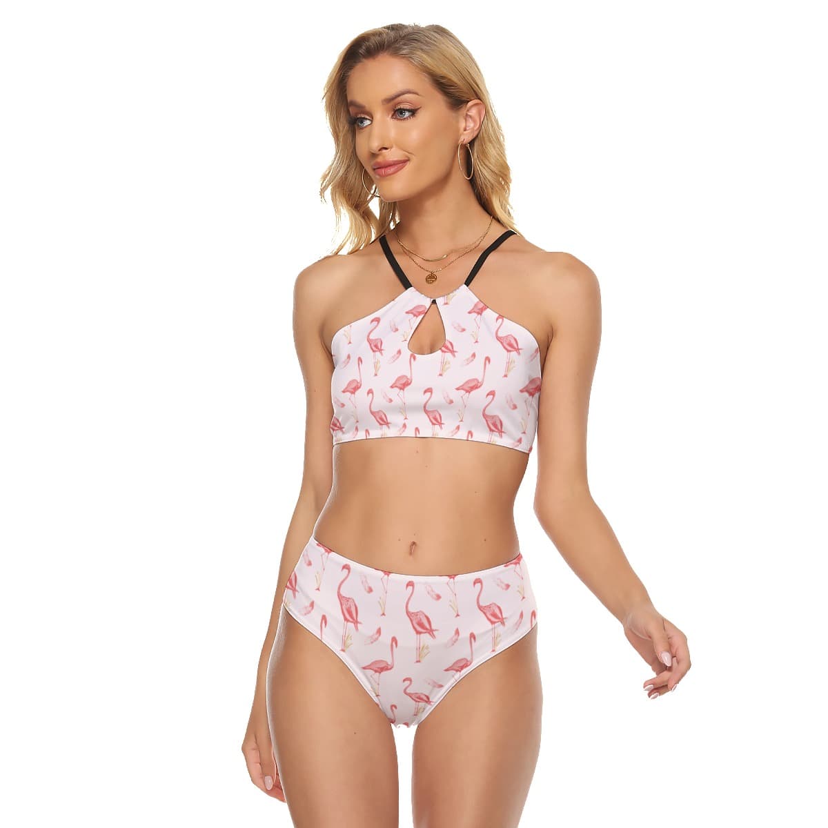 Cool Flamingo Hawaiian Two-piece Swimsuit For Women (1)