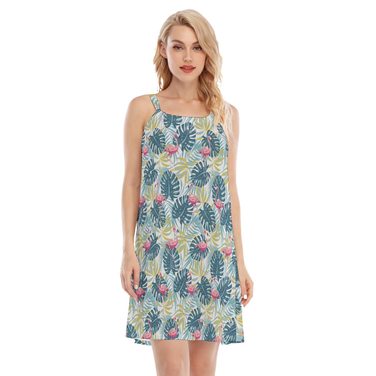 Cool Flamingo Tropical Aloha Cami Dress For Summer (1)