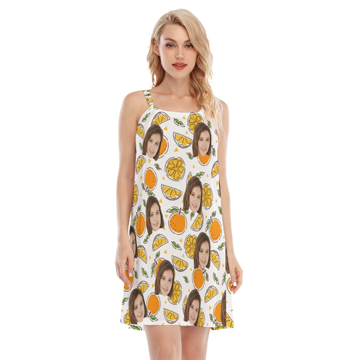 Cool Orange Fruit Custom Face Women's Dress (1)