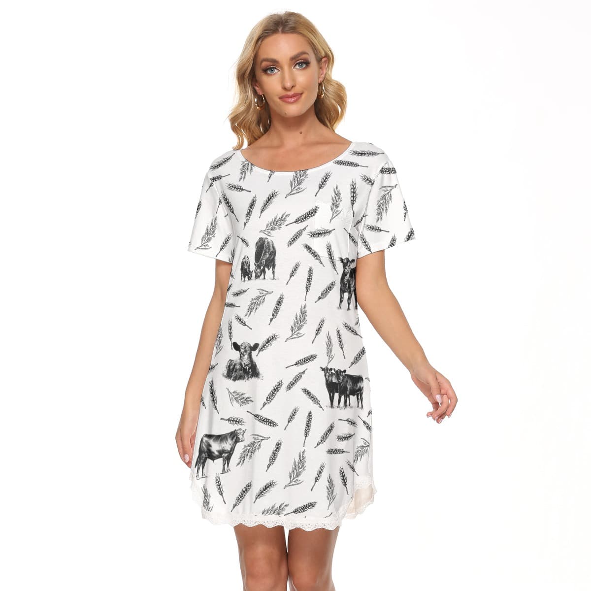 Cow Lover Hawaiian Dress With Lace (1)