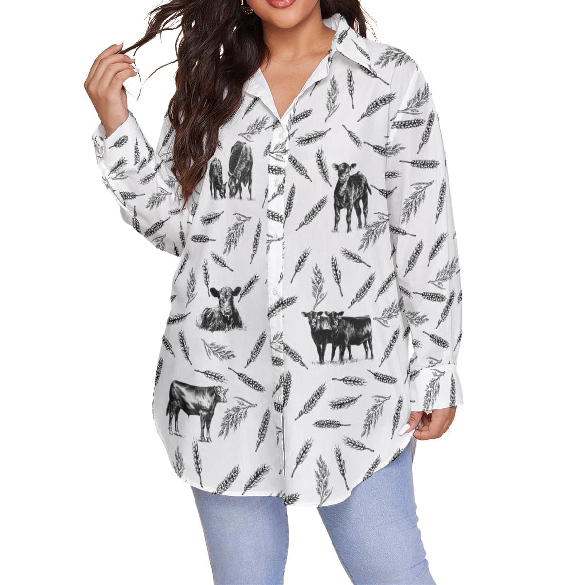Cow Lover Women’s Plus Size Hawaiian Shirt (1)