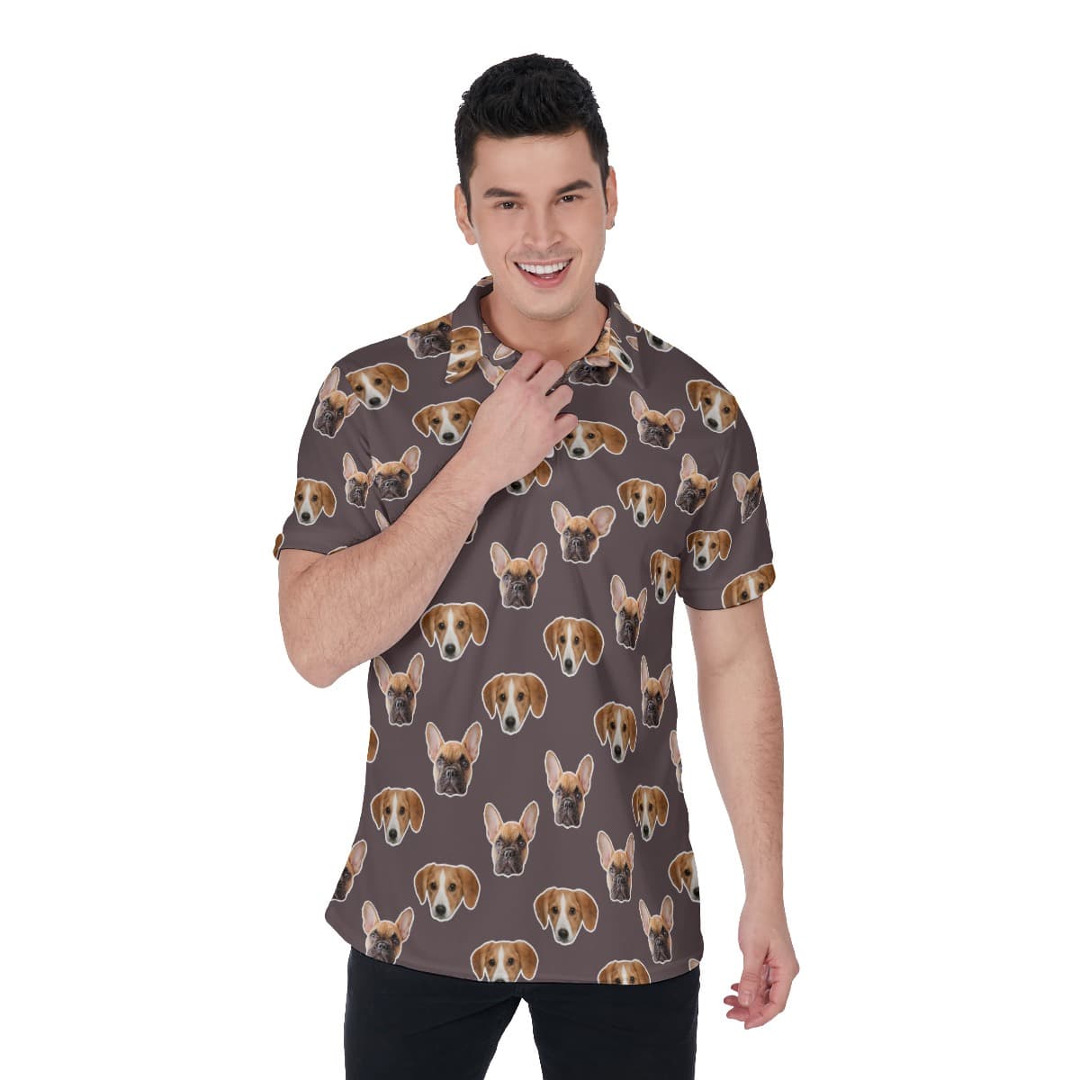 Custom 2 Dog Faces Golf Shirt For Men (1)