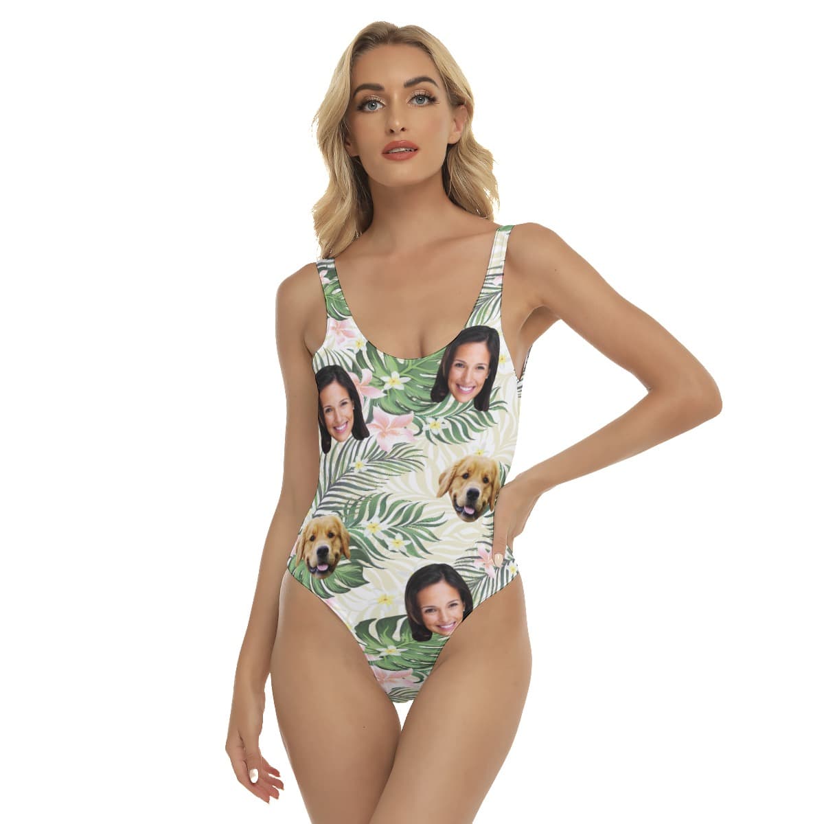 Custom 2 Faces Floral Hawaiian One Piece Swimsuit For Women (1)