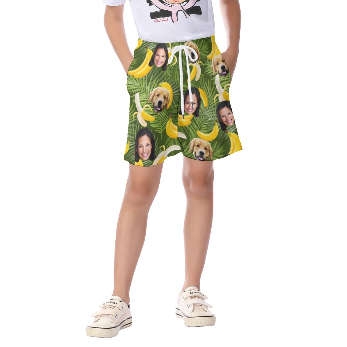 Custom Dog And Owner Face Aloha Shorts For Kids (1)