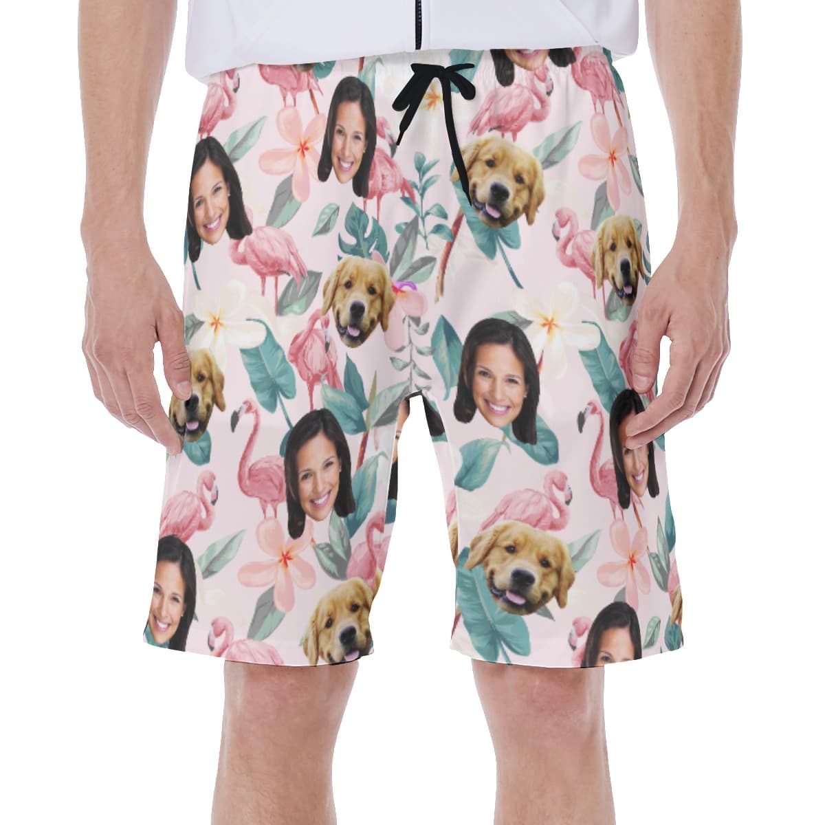 Custom Face And Pet Aloha Swim Trunks For Men (1)