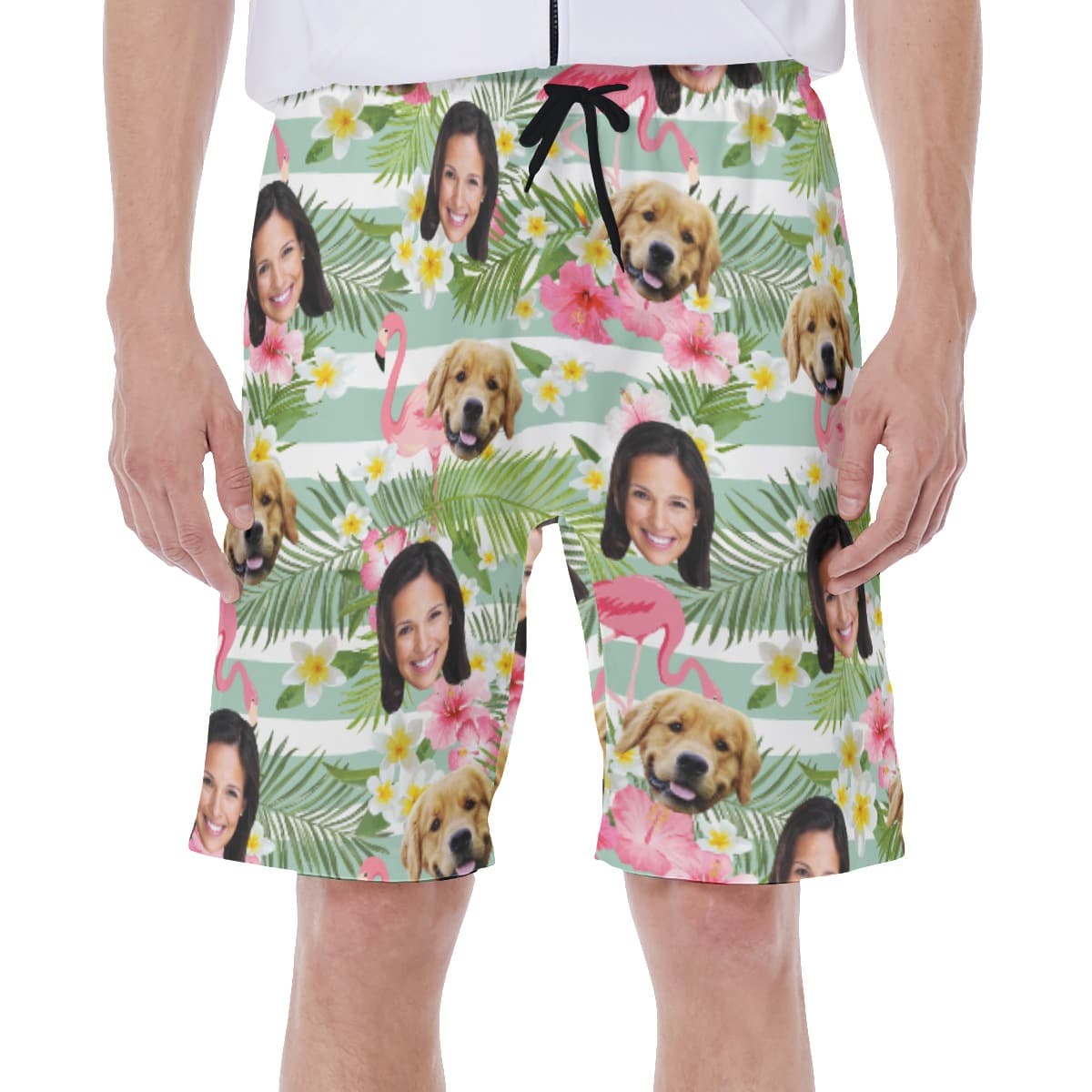 Custom Face And Pet Hawaiian Beach Trunks For Men (1)