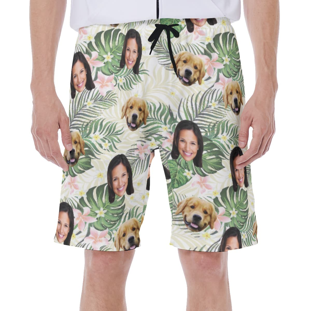 Custom Face And Pet Hawaiian Swim Trunks For Men (1)