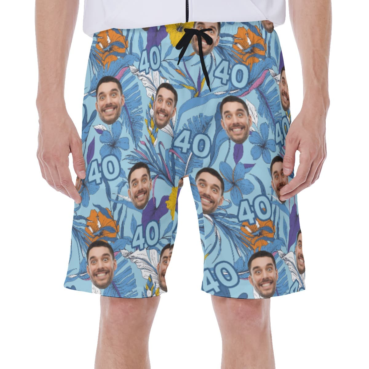 Custom Face Birthday Floral Hawaiian Swim Trunks For Men