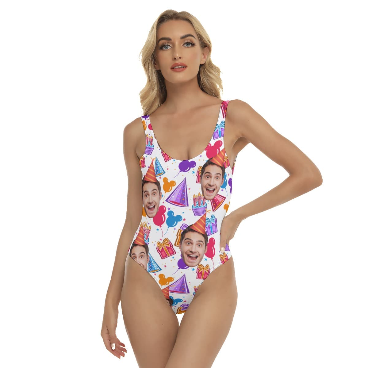 Custom Face Birthday Hawaiian One Piece Swimsuit For Women (1)
