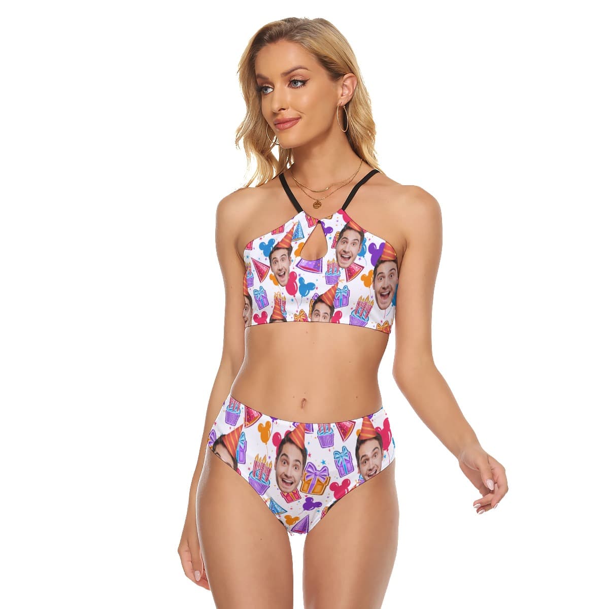 Custom Face Birthday Hawaiian Two-piece Swimsuit For Women (1)